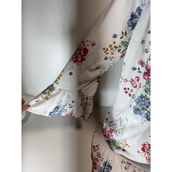 Terra & Sky Women’s 1X (16W-18W) Blouse Romantic Boho Floral Bell 3/4 Sleeve - Picture 2 of 7